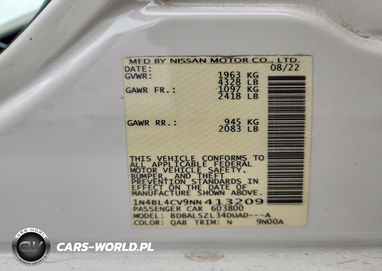 2022 Nissan Altima Sr VIN:1N4BL4CV9NN413209 - 13
