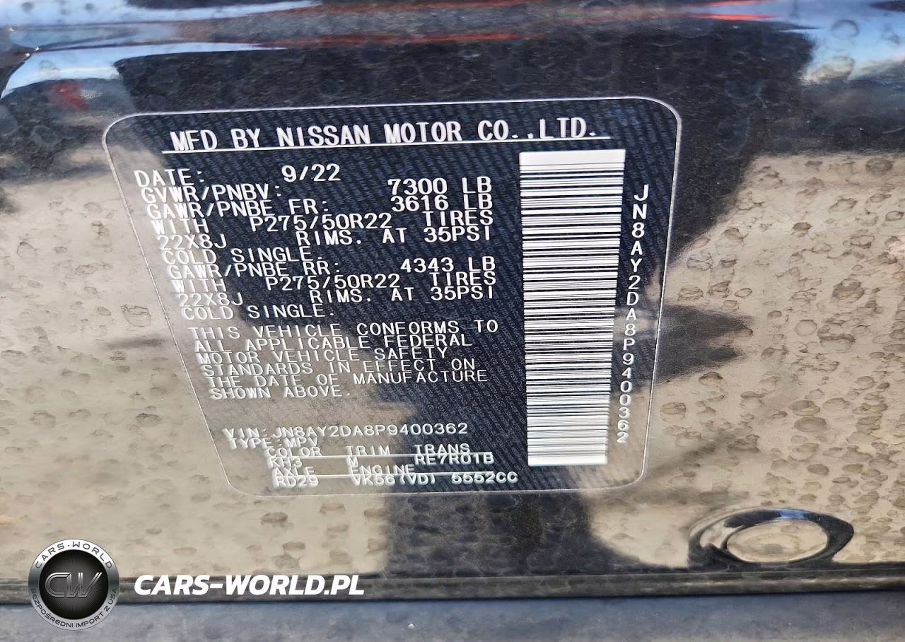 2023 Nissan Armada Platinum VIN:JN8AY2DA8P9400362 - 13