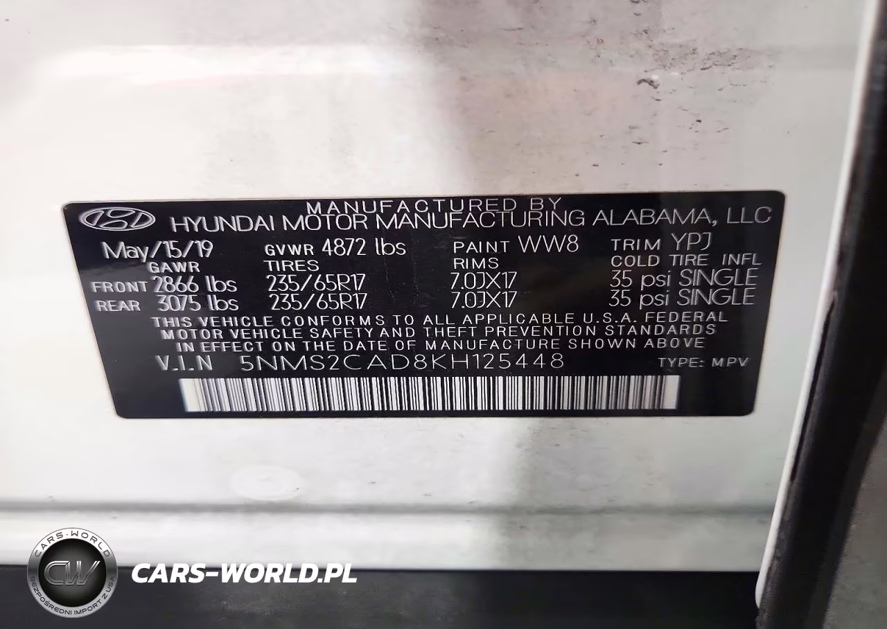 2019 Hyundai Santa Fe Se VIN:5NMS2CAD8KH125448 - 13