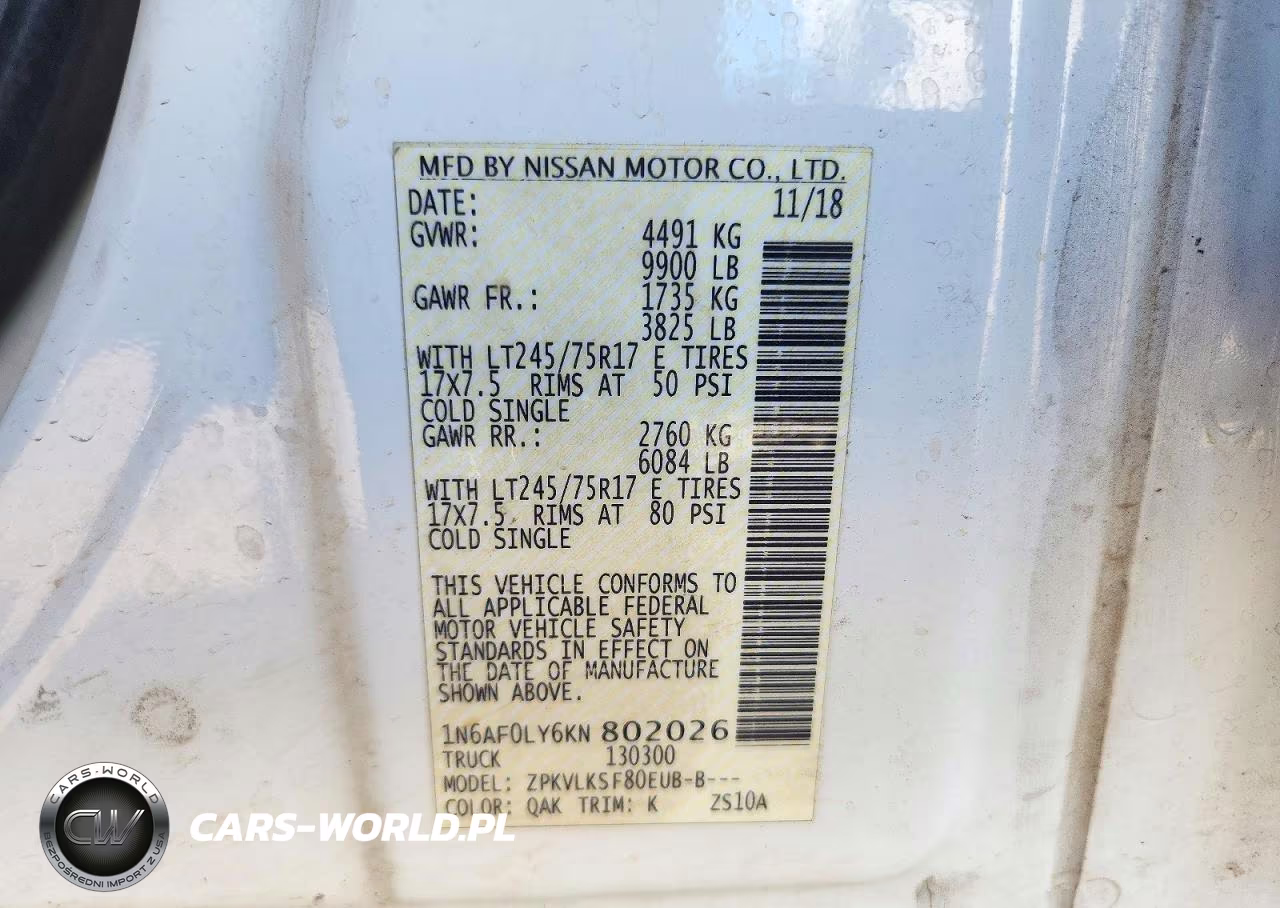 2019 Nissan Nv3500 Delivery Van VIN:1N6AF0LY6KN802026 - 13