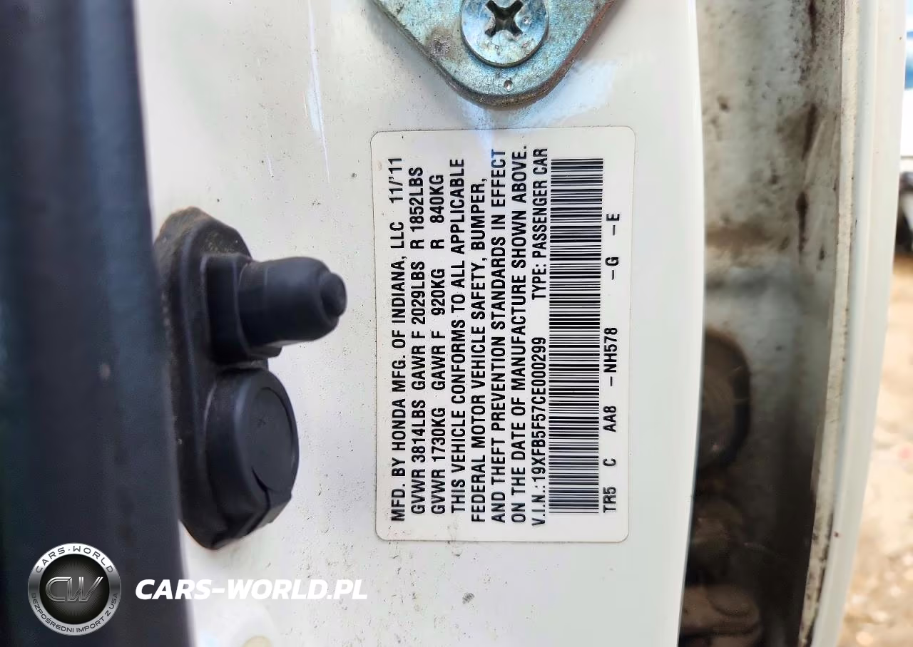 2012 Honda Civic Natural Gas VIN:19XFB5F57CE000299 - 12