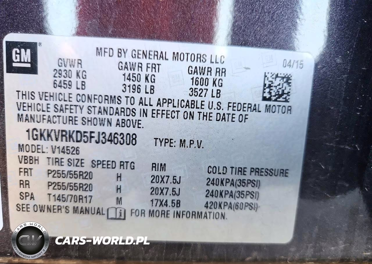 2015 GMC Acadia Slt-1 VIN:1GKKVRKD5FJ346308 - 14