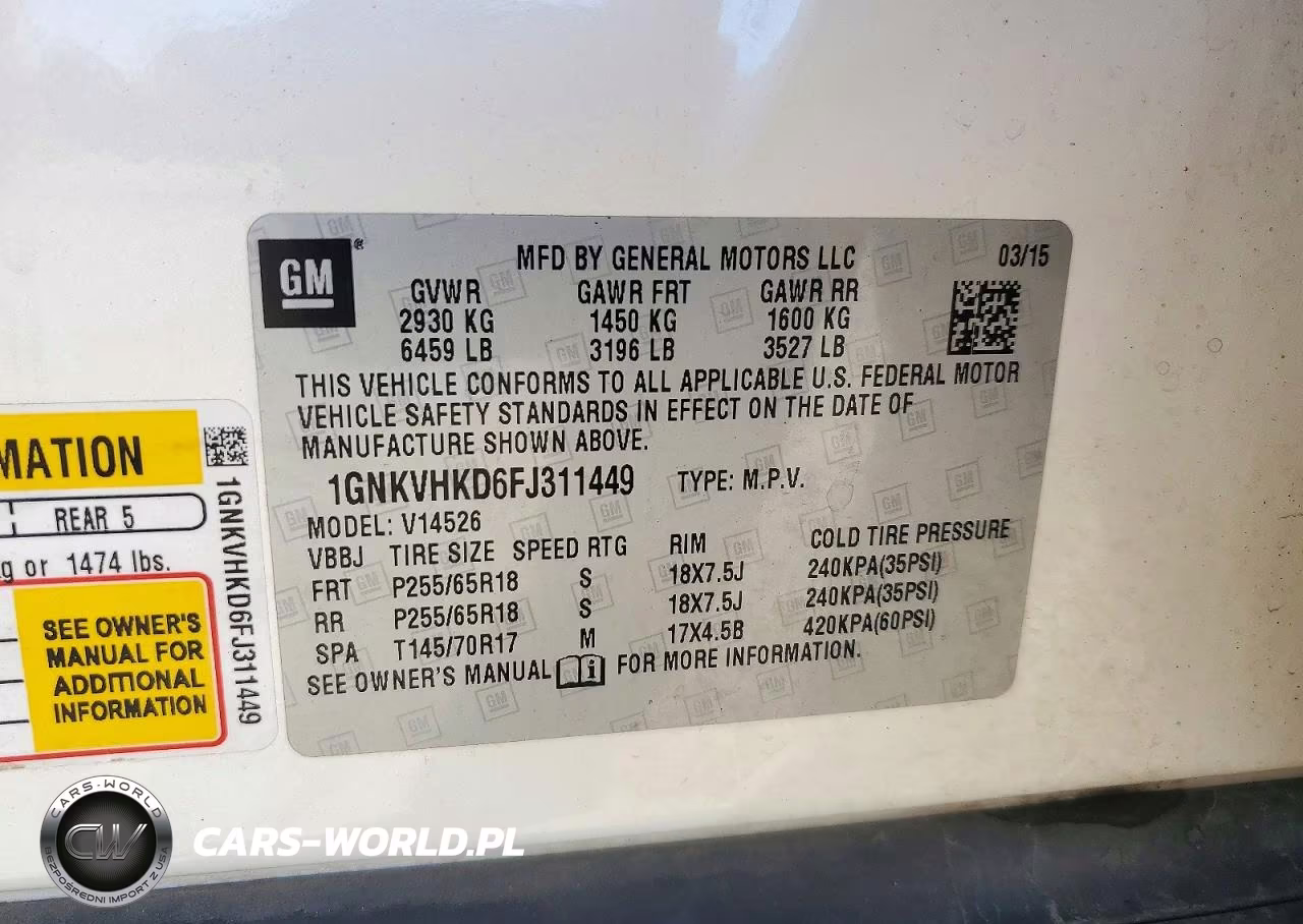 2015 Chevrolet Traverse Lt VIN:1GNKVHKD6FJ311449 - 13
