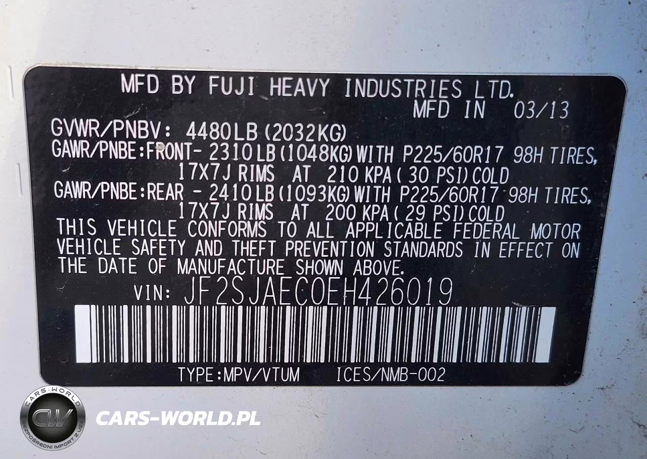 2014 Subaru Forester 2.5I Premium VIN:JF2SJAEC0EH426019 - 10