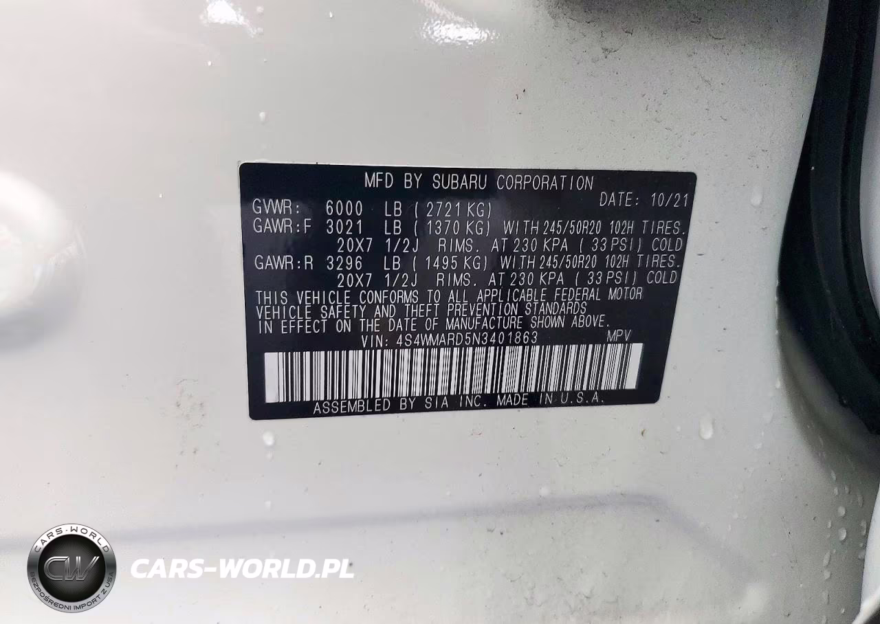 2022 Subaru Ascent Touring VIN:4S4WMARD5N3401863 - 13