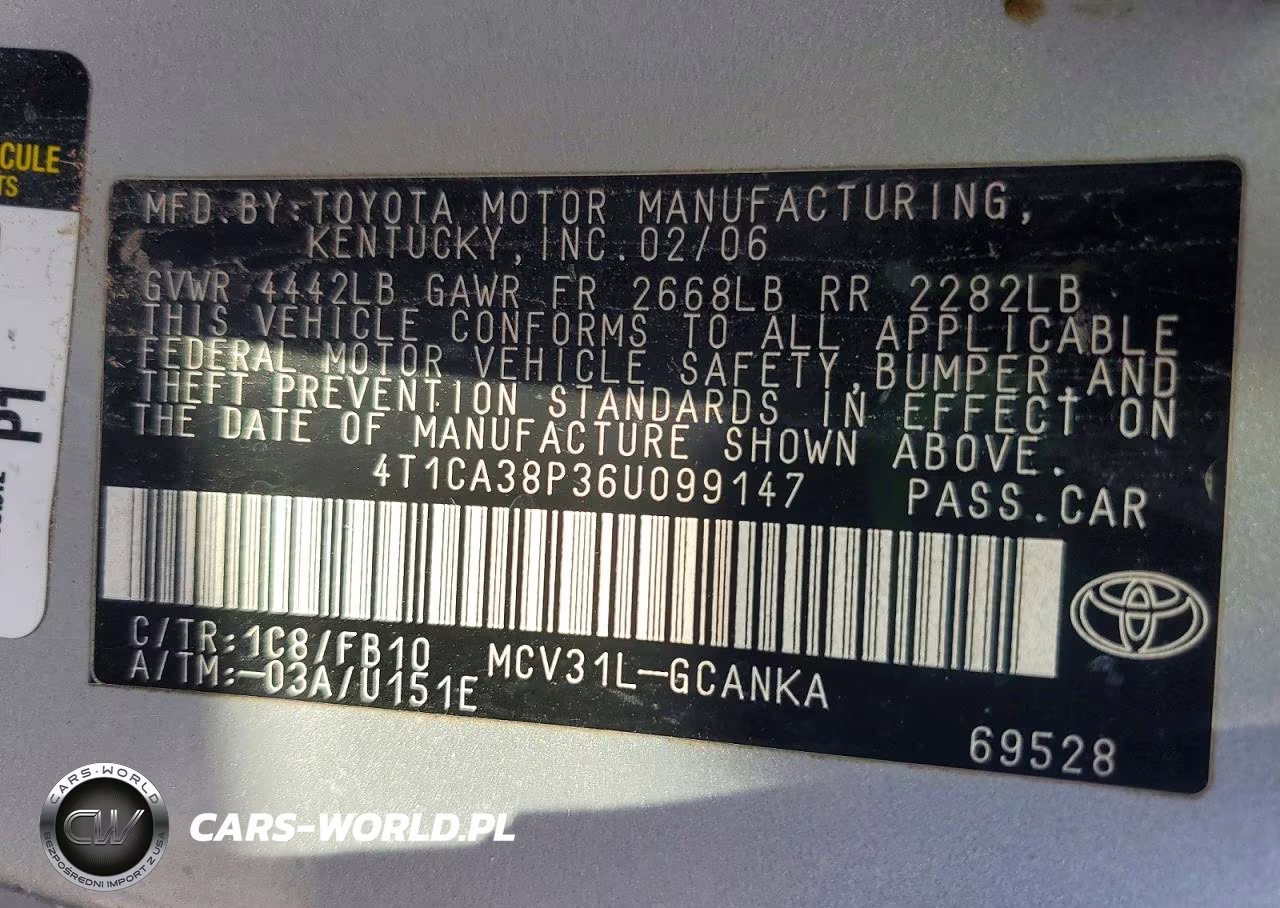2006 Toyota Camry Solara Se V6 VIN:4T1CA38P36U099147 - 12