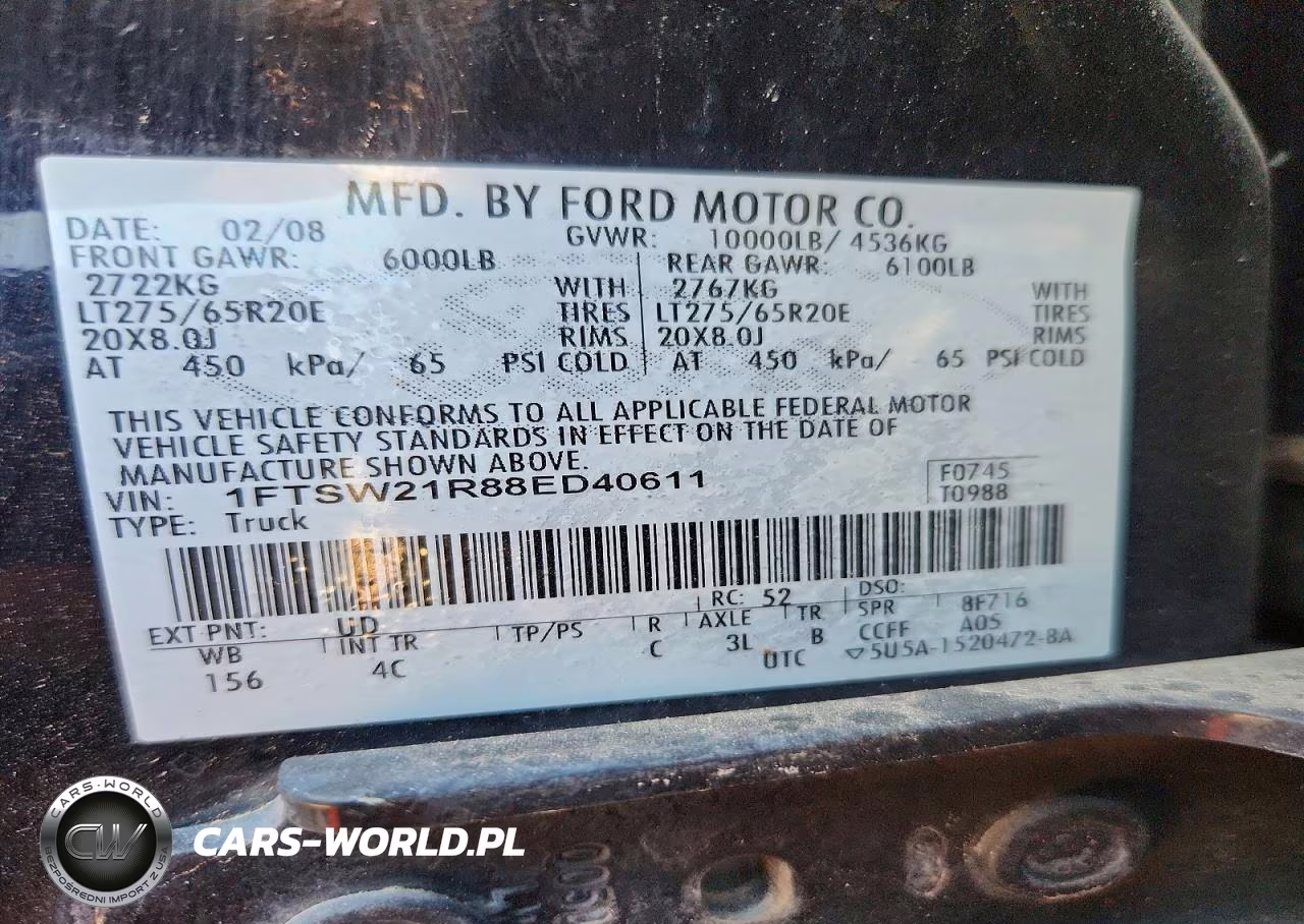 2008 Ford F250 Super Duty VIN:1FTSW21R88ED40611 - 12