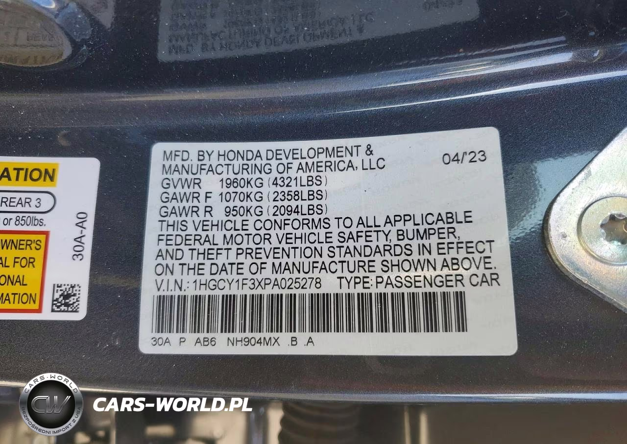 2023 Honda Accord Ex VIN:1HGCY1F3XPA025278 - 13