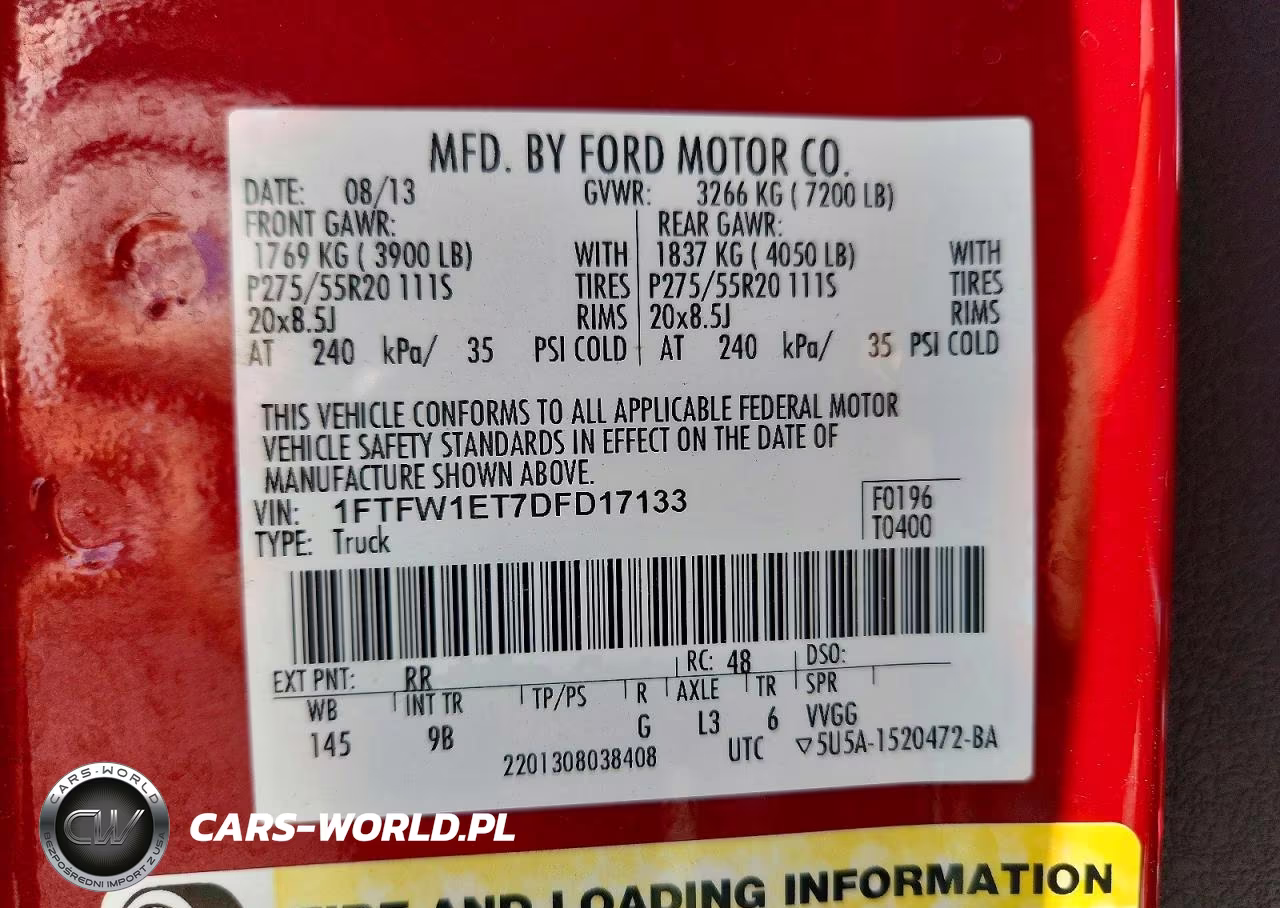 2013 Ford F150 Supercrew VIN:1FTFW1ET7DFD17133 - 12