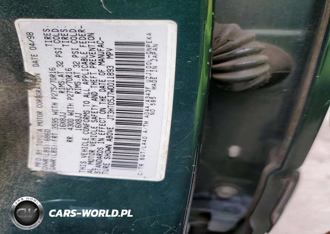 1998 Toyota Land Cruiser Base VIN:JT3HT05J7W0011893 - 13