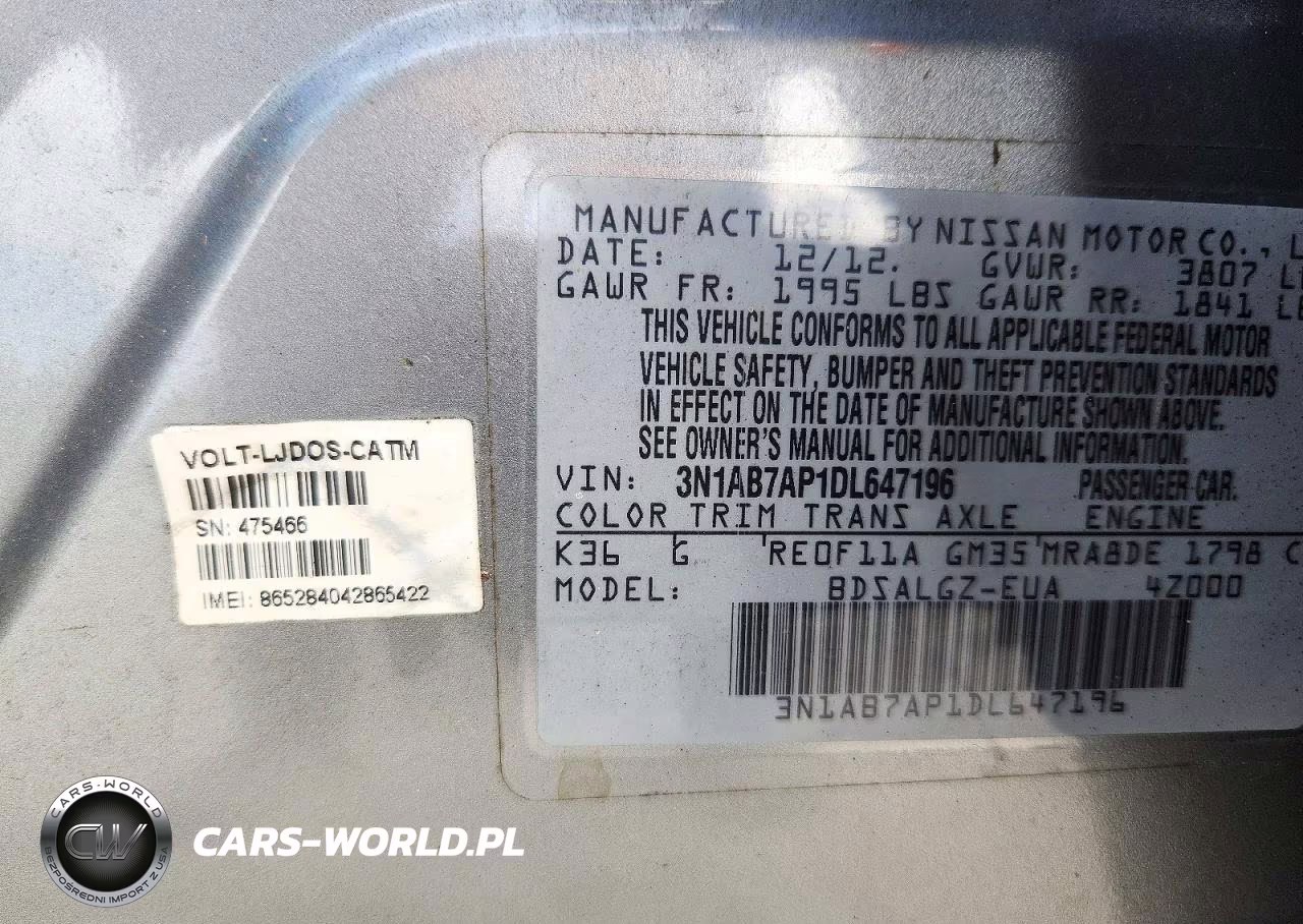 2013 Nissan Sentra Sl VIN:3N1AB7AP1DL647196 - 13