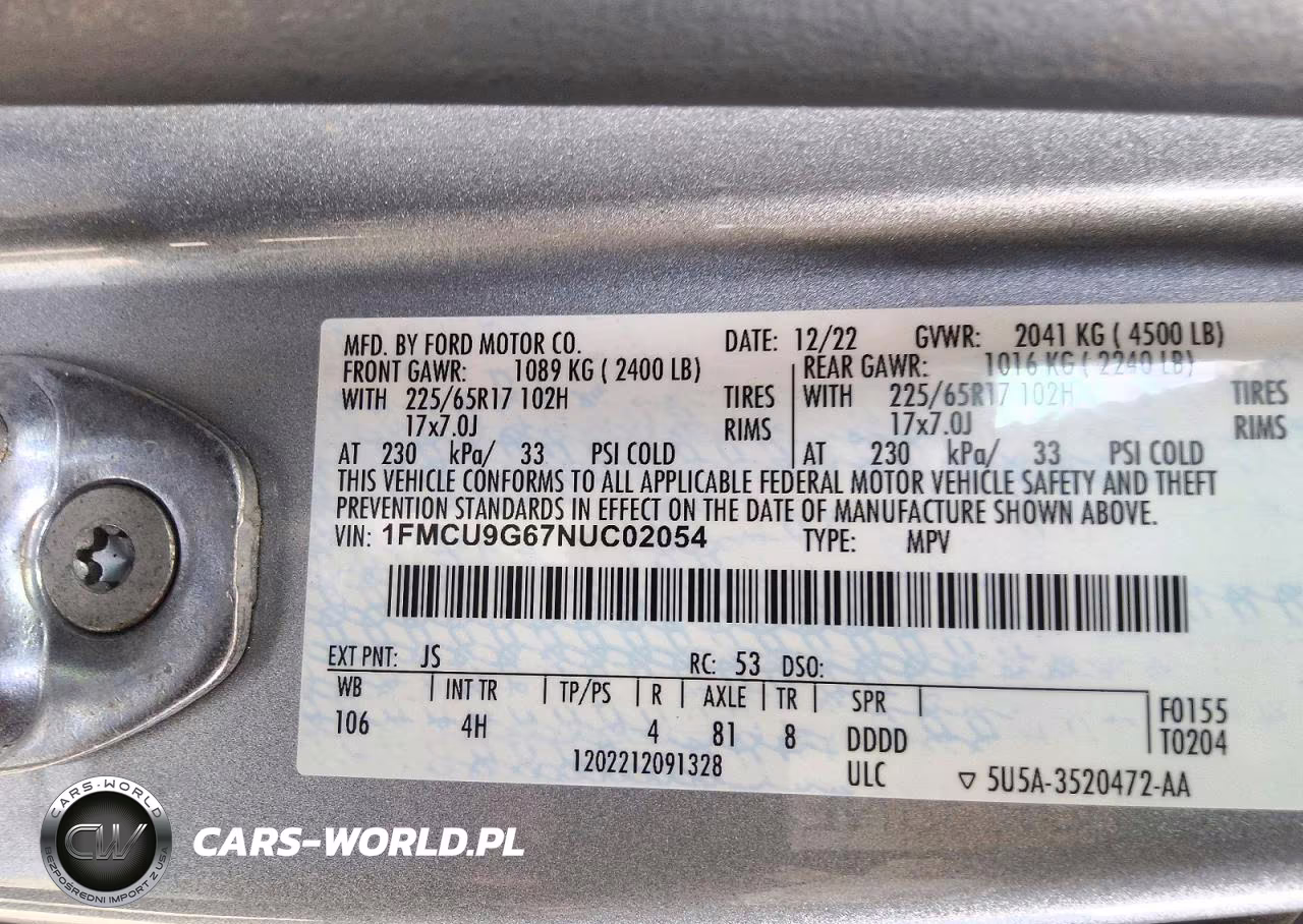 2022 Ford Escape Se VIN:1FMCU9G67NUC02054 - 13
