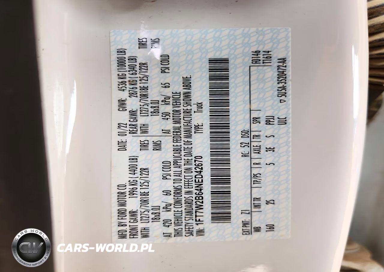 2022 Ford F250 Super Duty VIN:1FT7W2B64NED42670 - 12