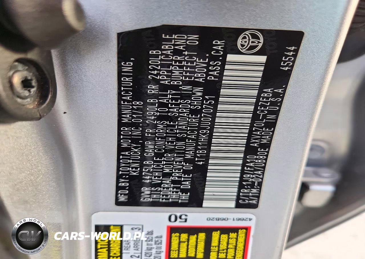 2018 Toyota Camry L VIN:4T1B11HK9JU070751 - 12