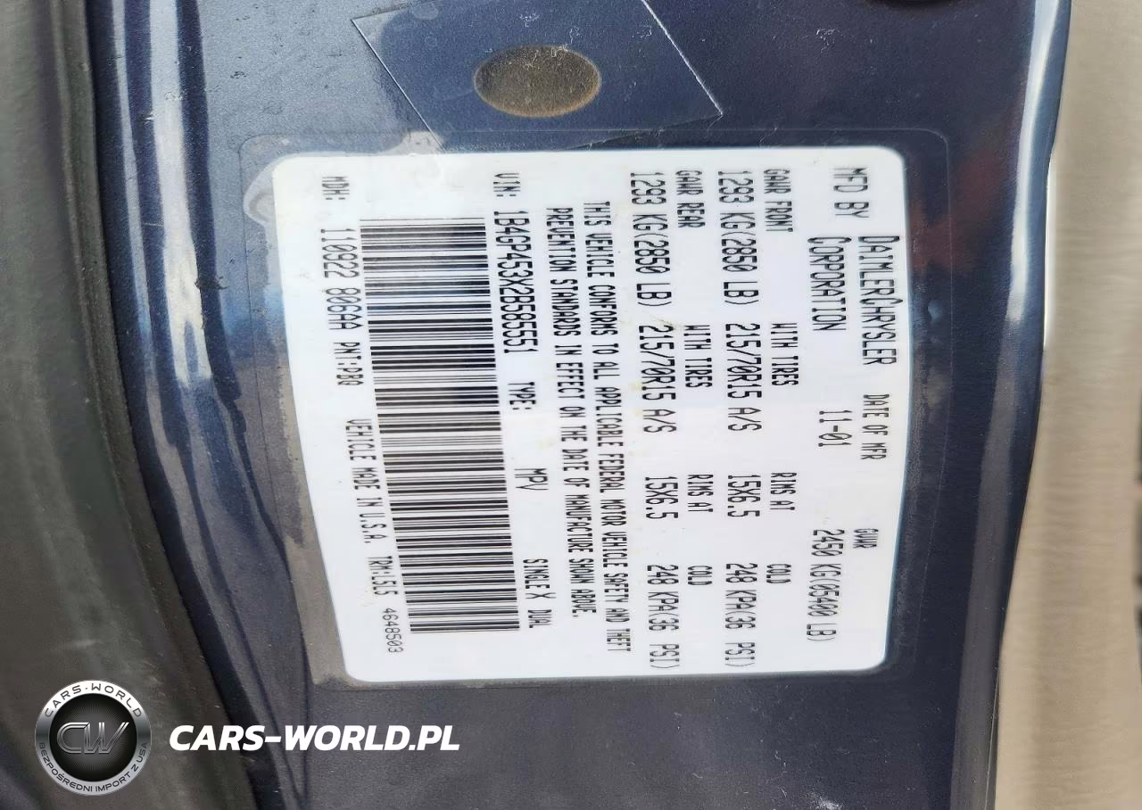 2002 Dodge Caravan Sport VIN:1B4GP453X2B585551 - 13