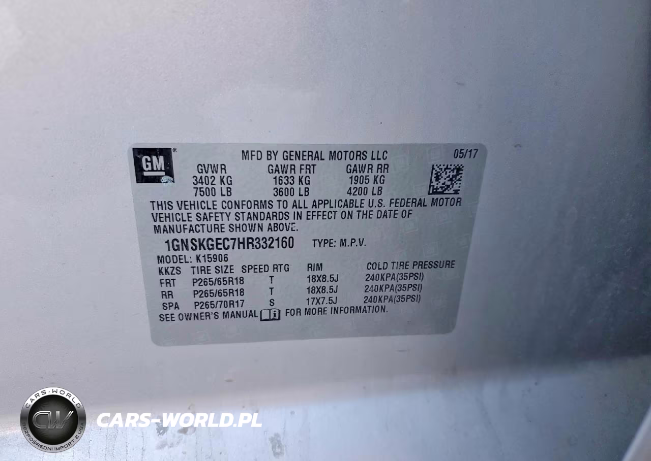2017 Chevrolet Suburban K1500 Ls VIN:1GNSKGEC7HR332160 - 12