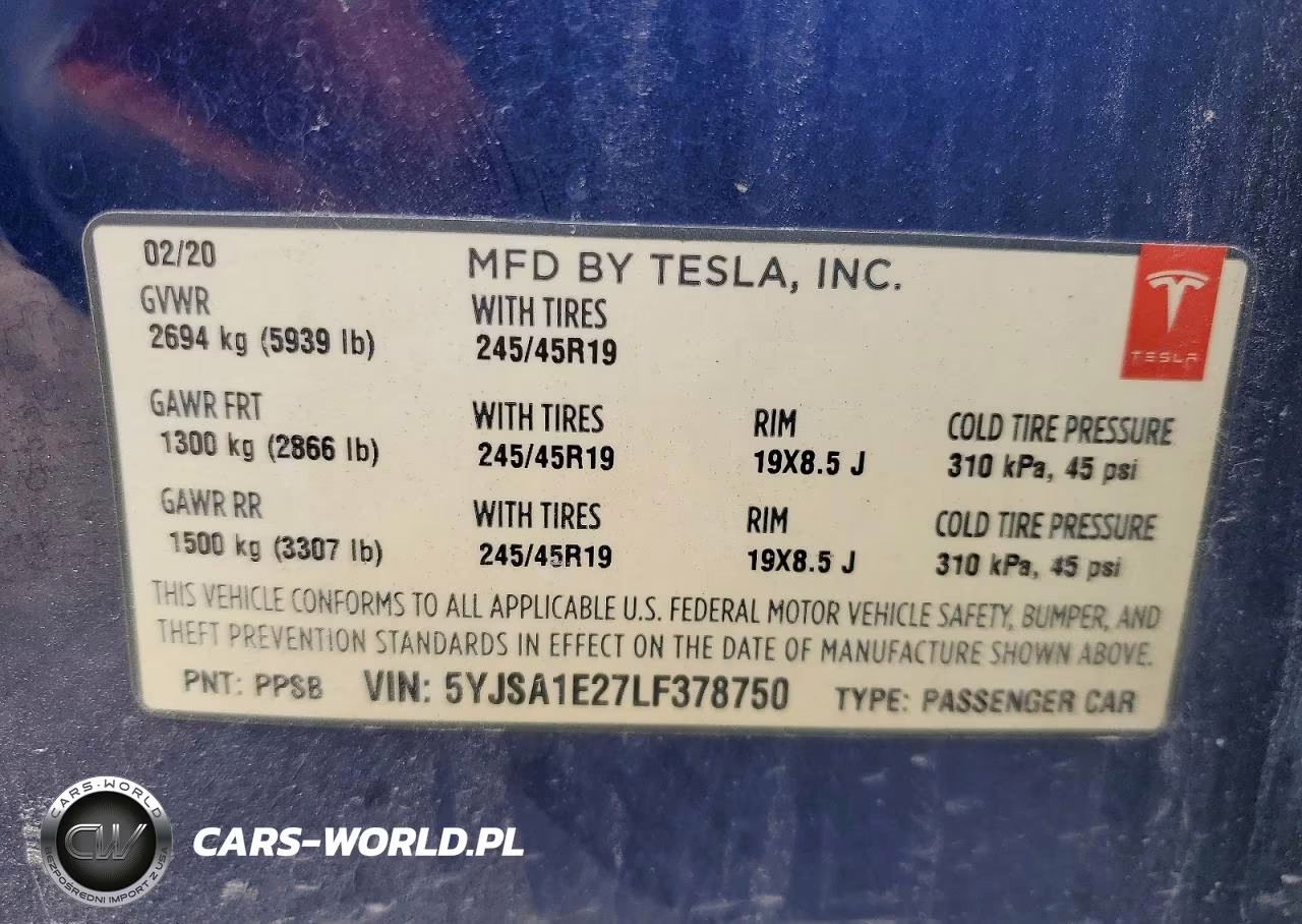 2020 Tesla Model S VIN:5YJSA1E27LF378750 - 12