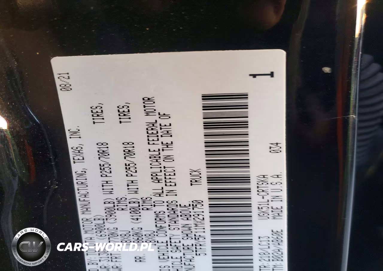 2021 Toyota Tundra Sr VIN:5TFRY5F11MX291750 - 12