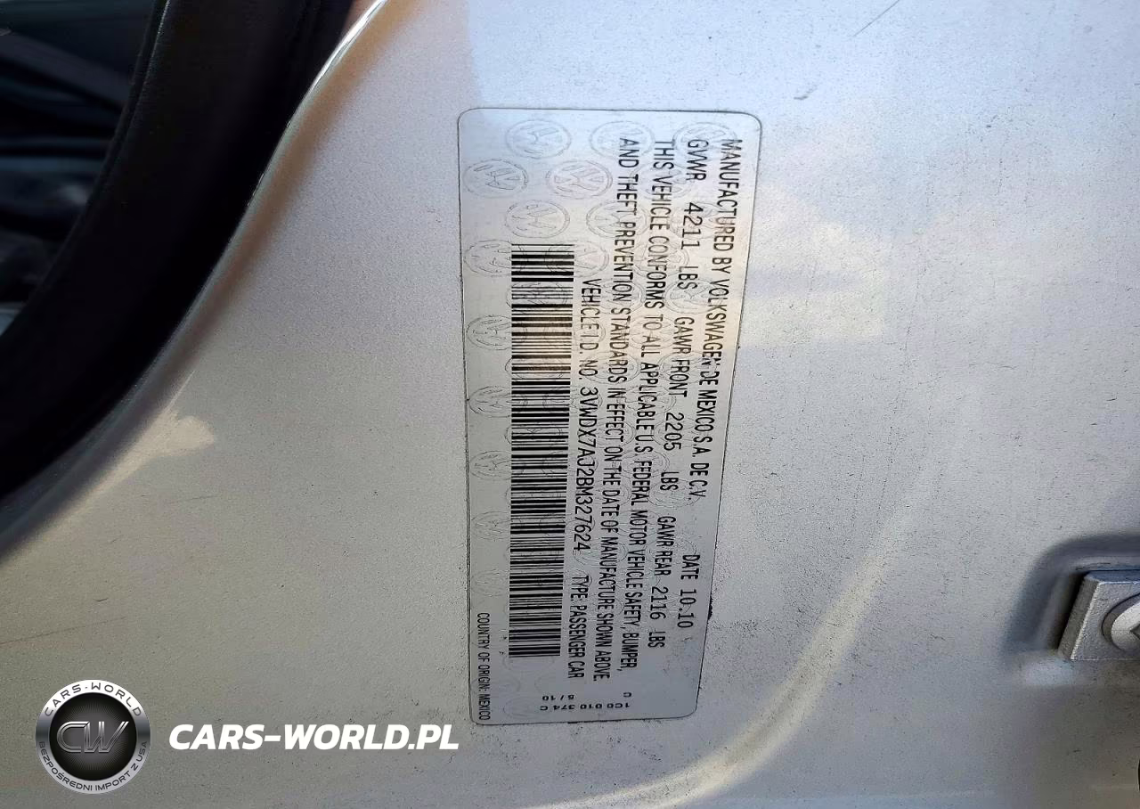 2011 Volkswagen Jetta Se VIN:3VWDX7AJ2BM327624 - 12