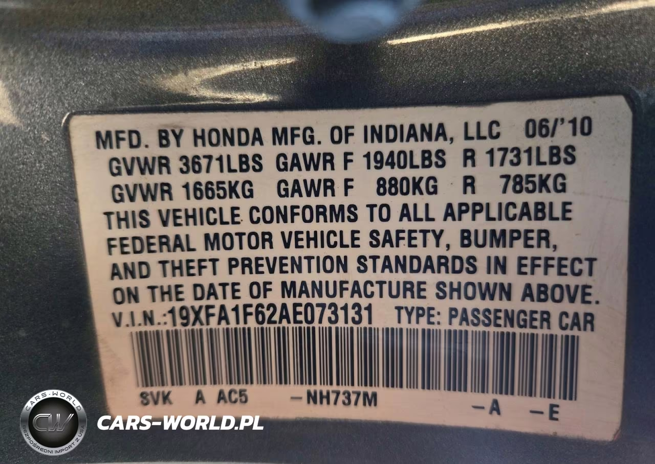 2010 Honda Civic Lx-S VIN:19XFA1F62AE073131 - 12