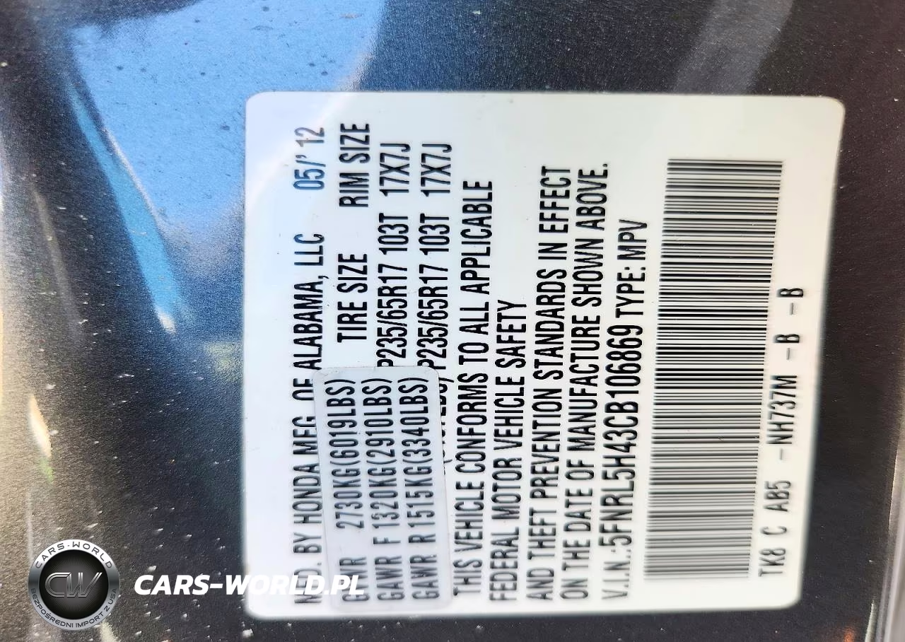 2012 Honda Odyssey Ex VIN:5FNRL5H43CB106869 - 13