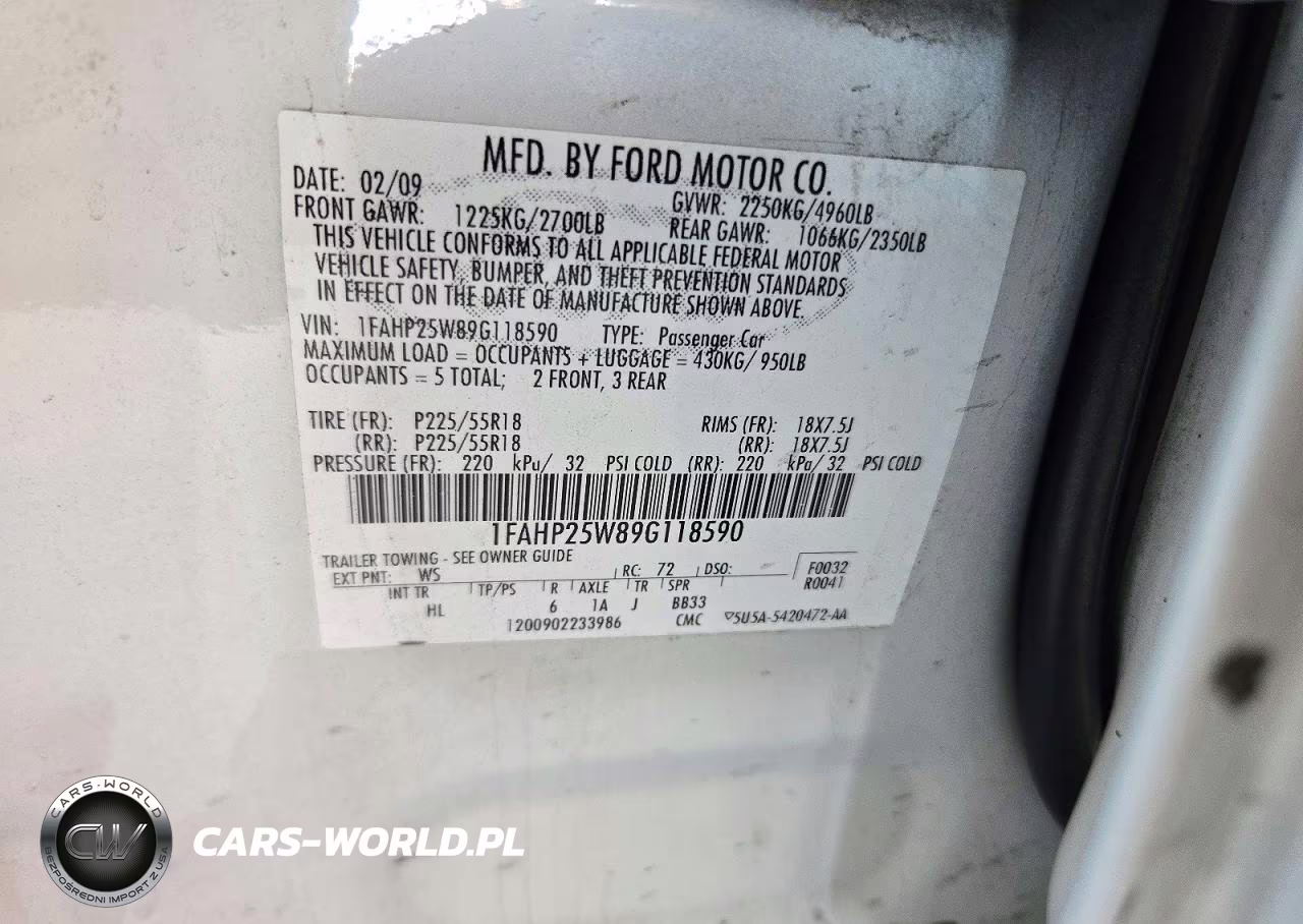 2009 Ford Taurus Limited VIN:1FAHP25W89G118590 - 12