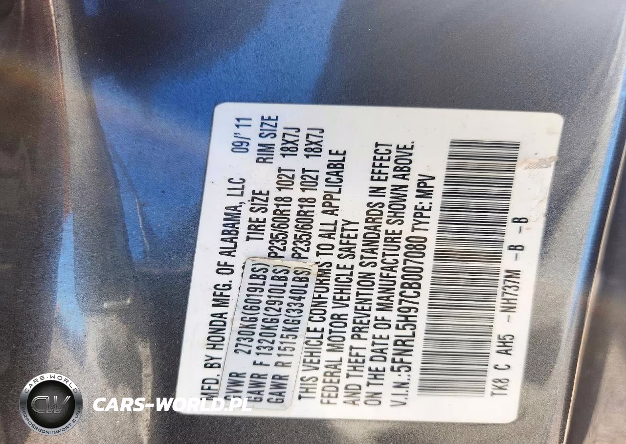 2012 Honda Odyssey Touring VIN:5FNRL5H97CB007080 - 14
