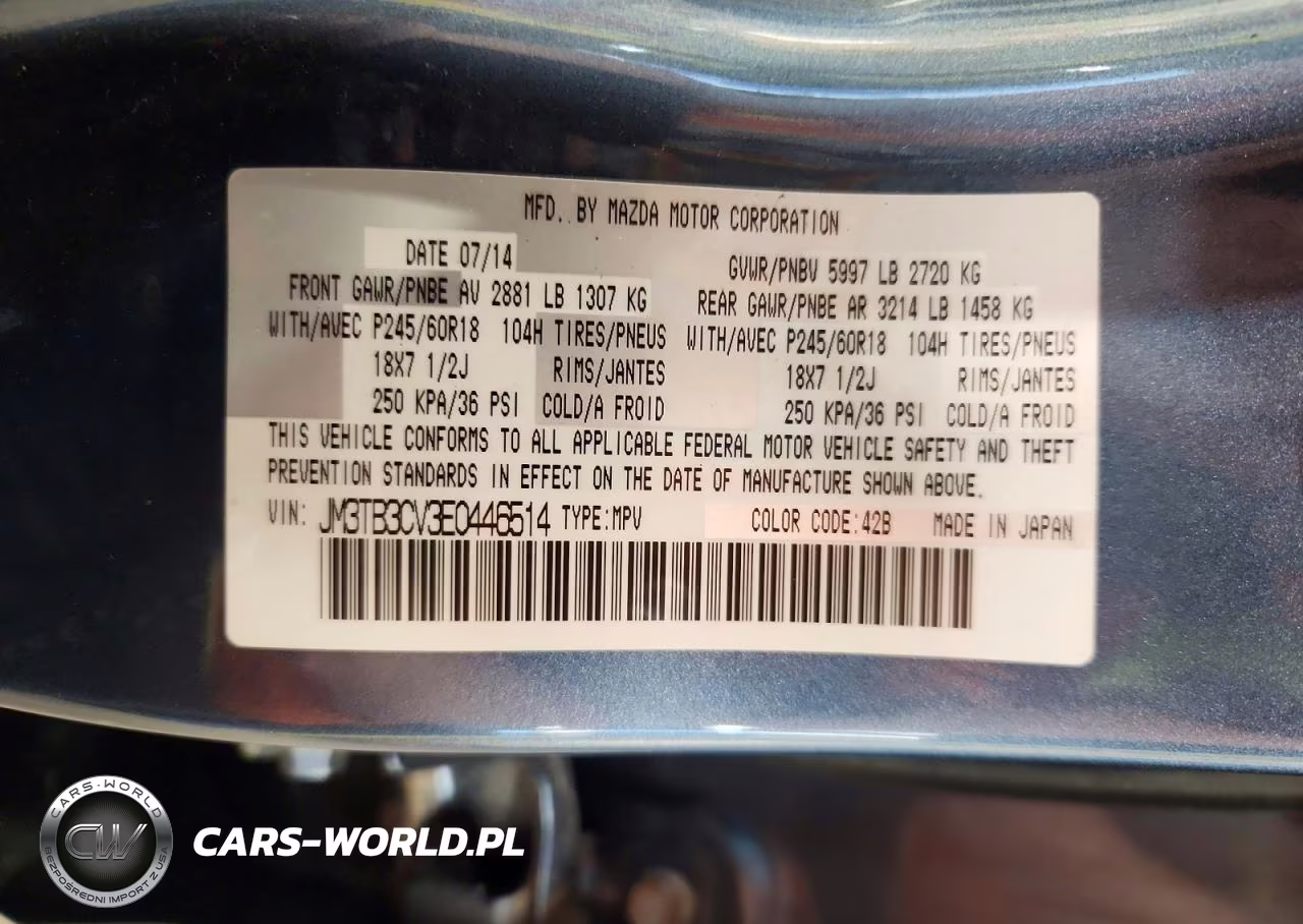 2014 Mazda Cx-9 Touring VIN:JM3TB3CV3E0446514 - 13