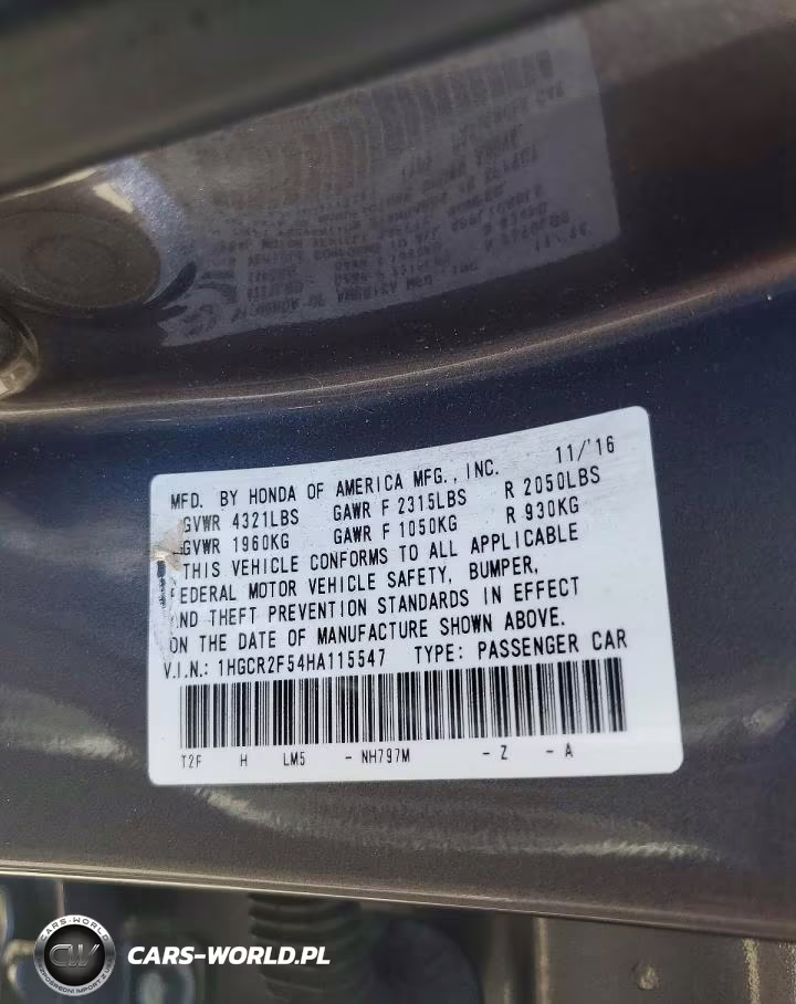 2017 Honda Accord Sport VIN:1HGCR2F54HA115547 - 12