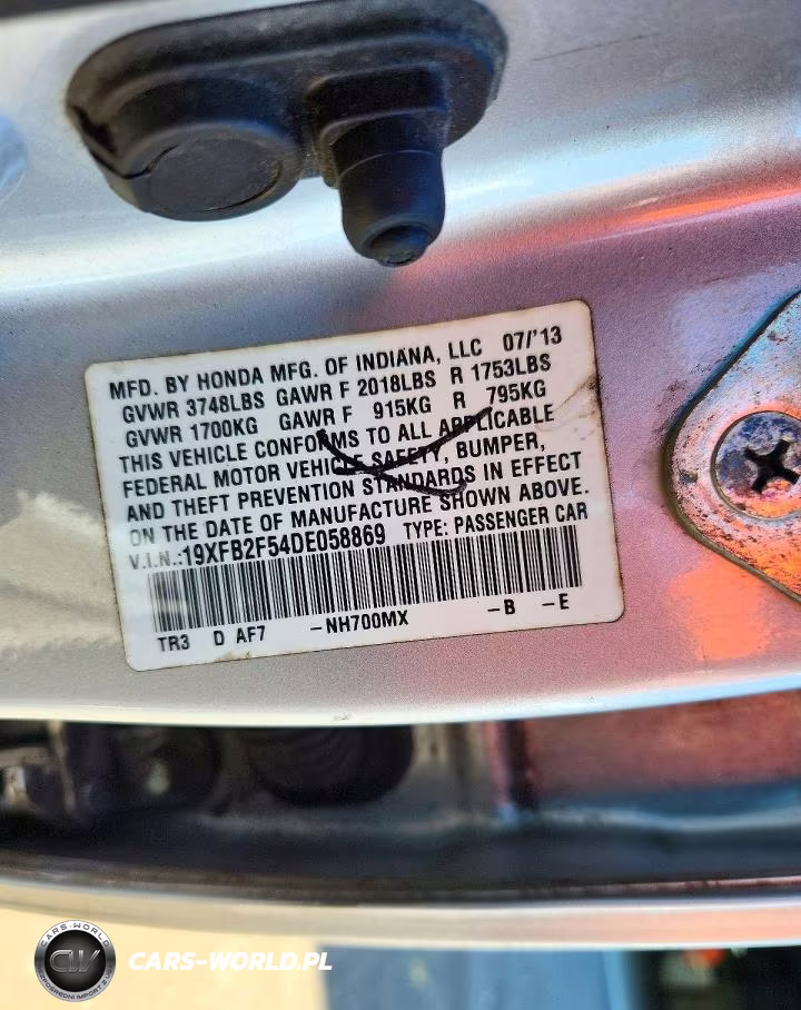 2013 Honda Civic Lx VIN:19XFB2F54DE058869 - 12
