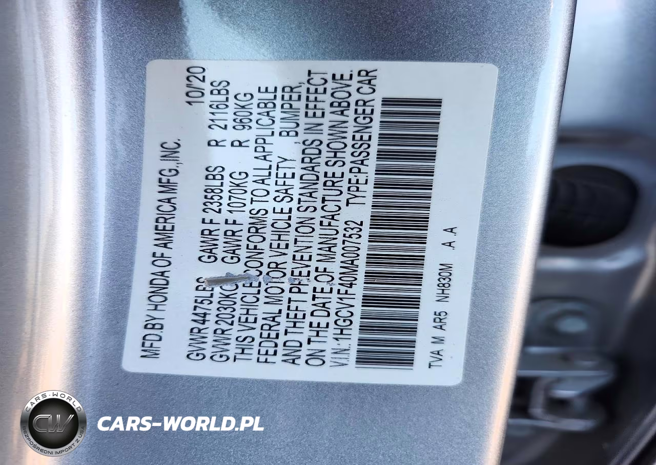 2021 Honda Accord Sport Se VIN:1HGCV1F40MA007532 - 12
