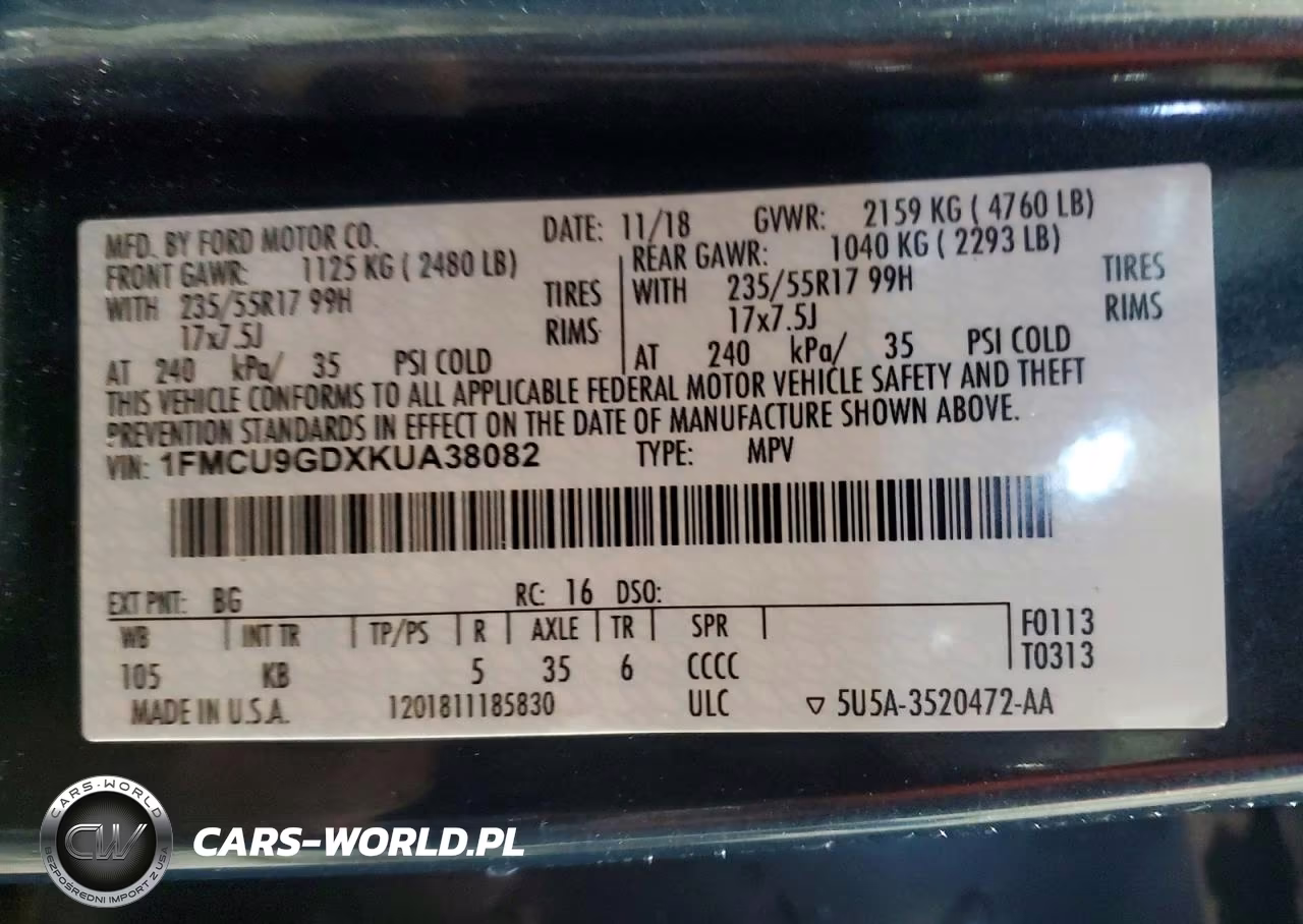 2019 Ford Escape Se VIN:1FMCU9GDXKUA38082 - 13