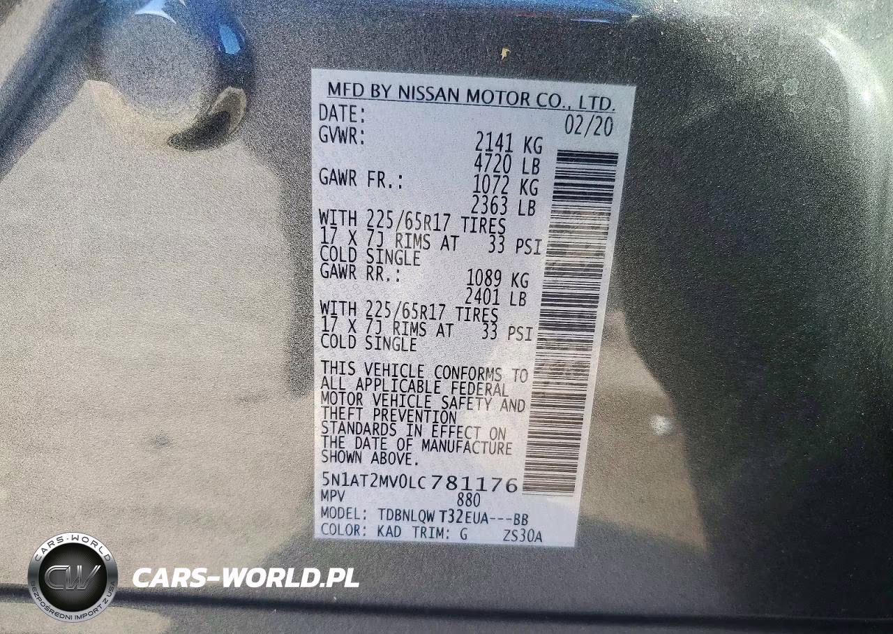 2020 Nissan Rogue Sv VIN:5N1AT2MV0LC781176 - 14