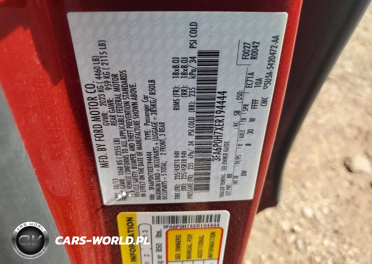 2014 Ford Fusion Se VIN:3FA6P0H7XER194444 - 12