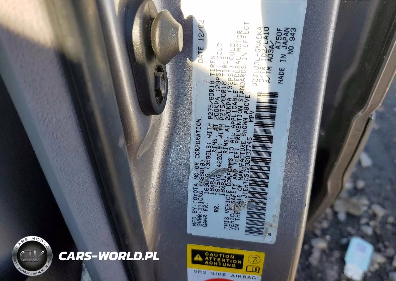 2003 Toyota Land Cruiser Base VIN:JTEHT05J232037745 - 13