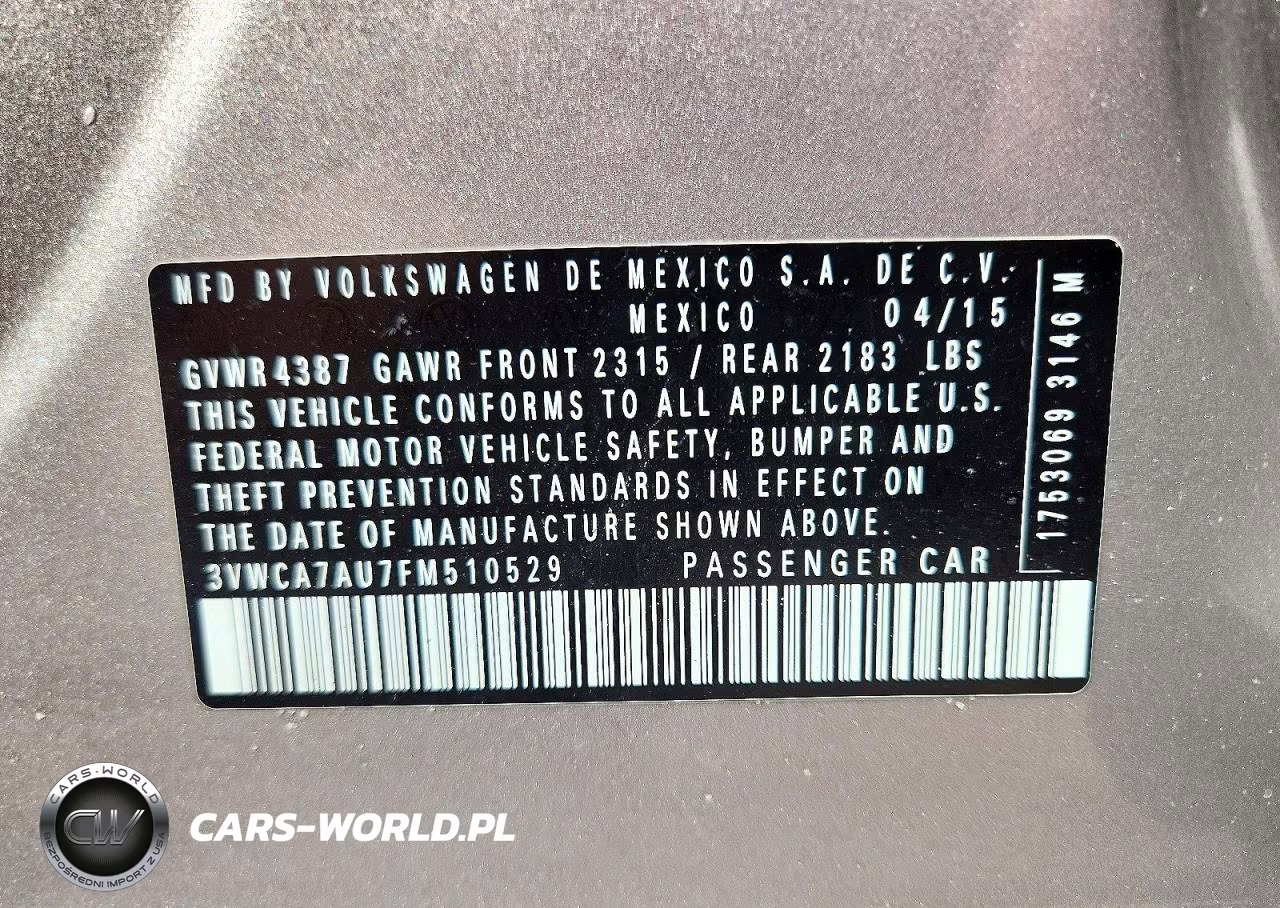 2015 Volkswagen Golf Sportwagen Tdi S VIN:3VWCA7AU7FM510529 - 13