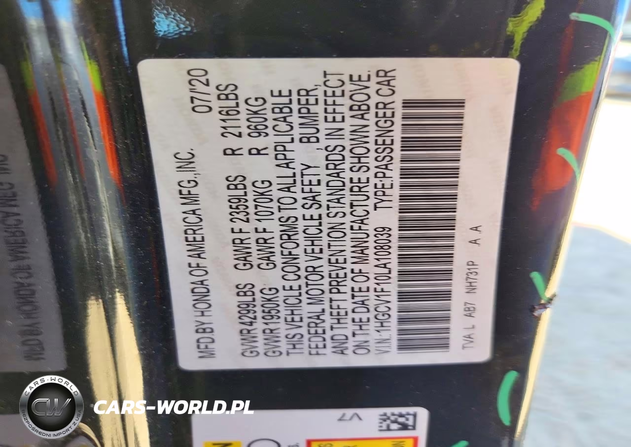 2020 Honda Accord Lx VIN:1HGCV1F10LA108039 - 13