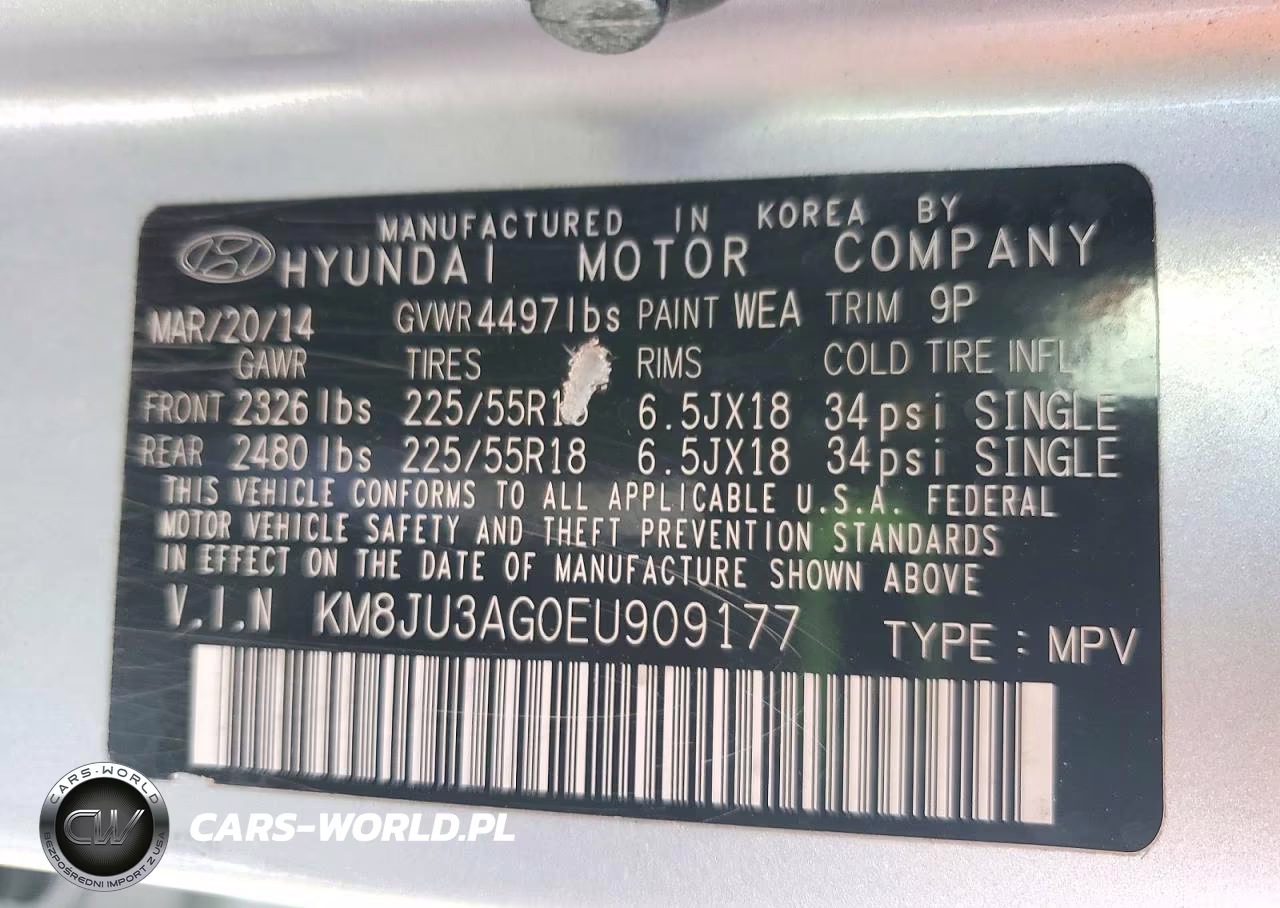 2014 Hyundai Tucson Limited VIN:KM8JU3AG0EU909177 - 14