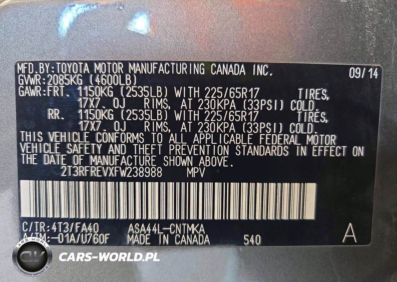 2015 Toyota Rav4 Xle VIN:2T3RFREVXFW238988 - 13
