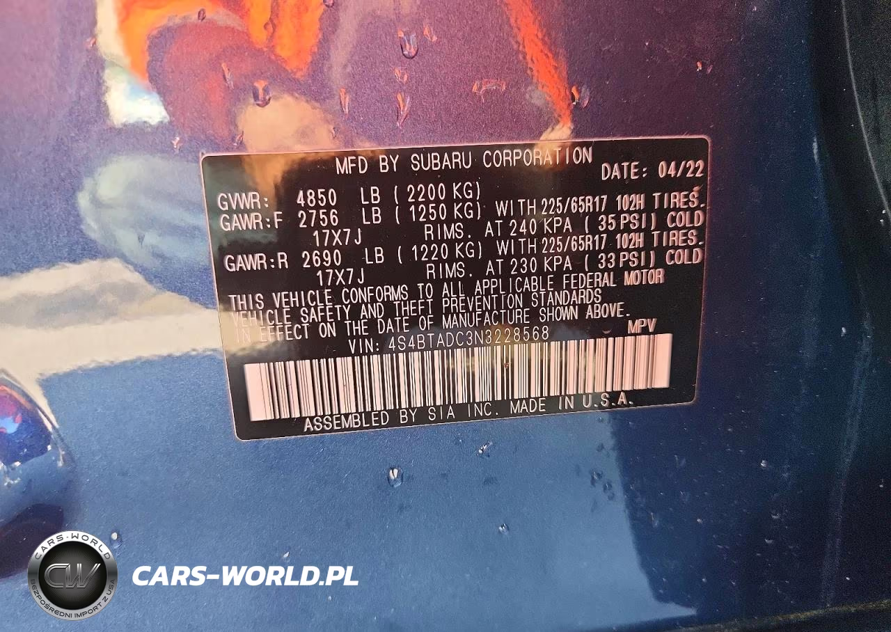 2022 Subaru Outback Premium VIN:4S4BTADC3N3228568 - 13