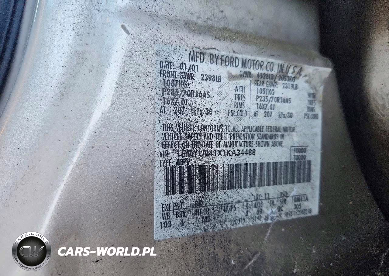 2001 Ford Escape Xlt VIN:1FMYU041X1KA34488 - 13