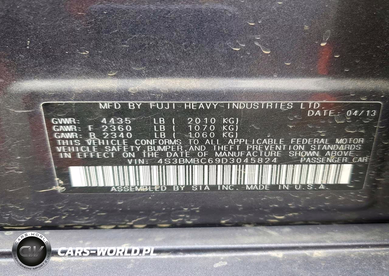 2013 Subaru Legacy 2.5I Premium VIN:4S3BMBC69D3045824 - 13