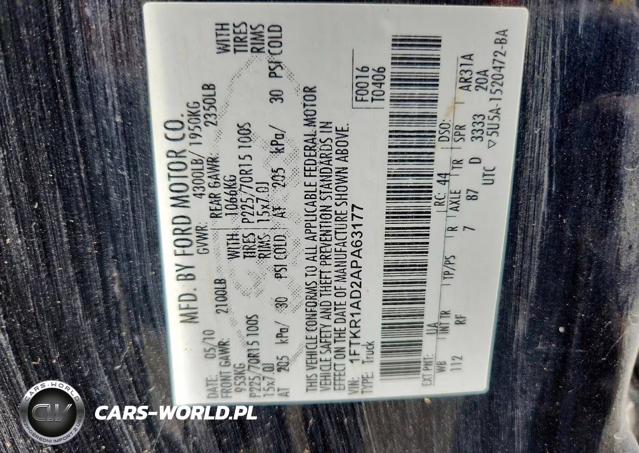2010 Ford Ranger VIN:1FTKR1AD2APA63177 - 12