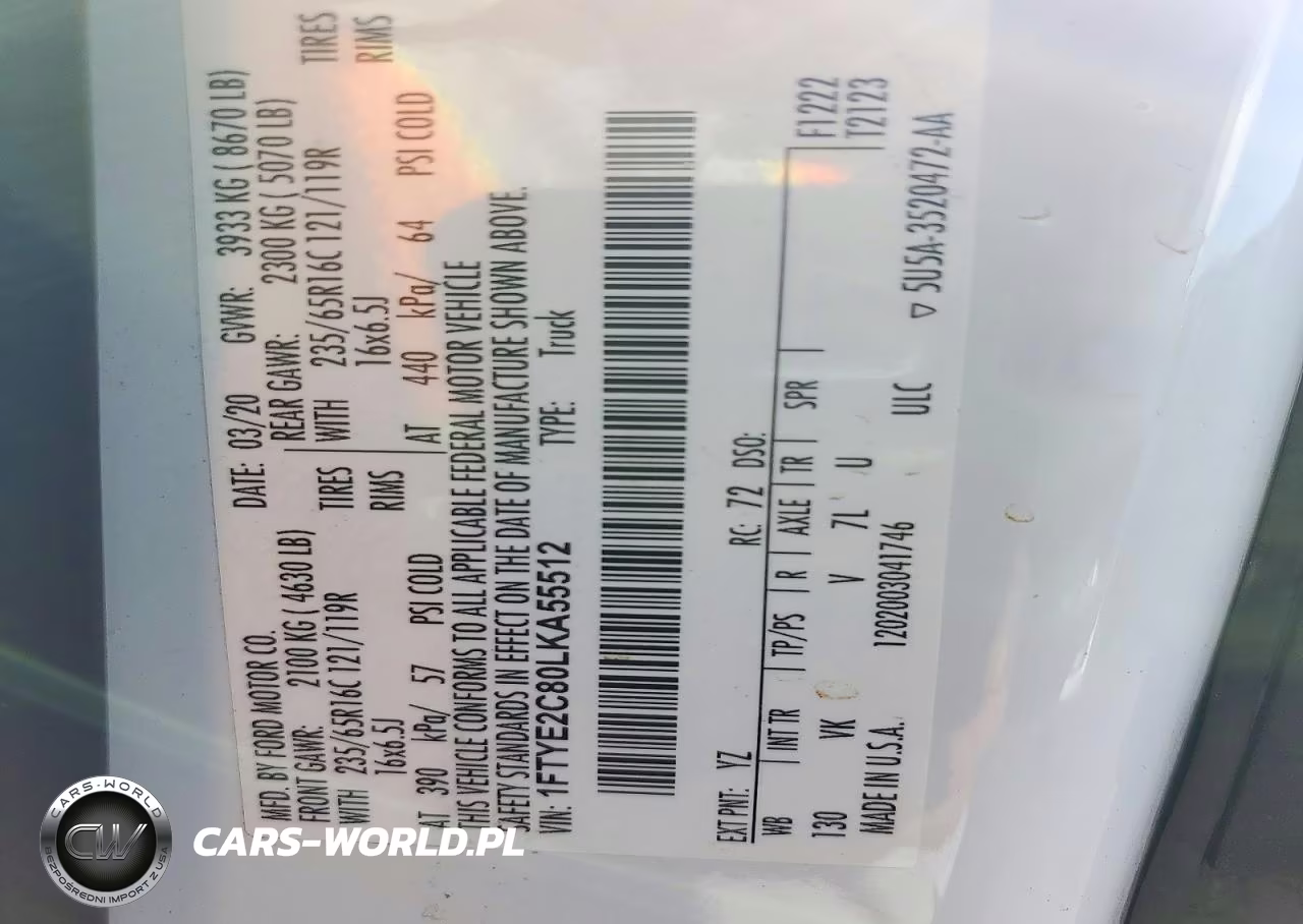 2020 Ford Transit 150 Delivery Van VIN:1FTYE2C80LKA55512 - 14