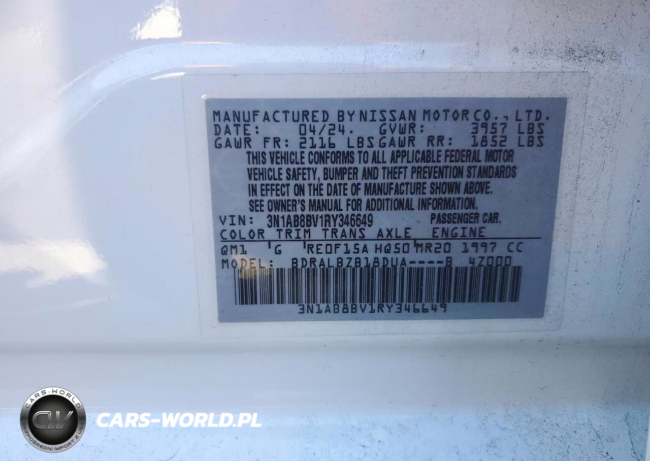 2024 Nissan Sentra S VIN:3N1AB8BV1RY346649 - 12