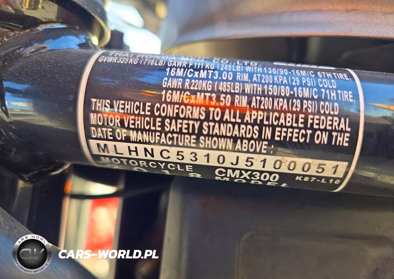 2018 Honda Cmx300 VIN:MLHNC5310J5100051 - 9