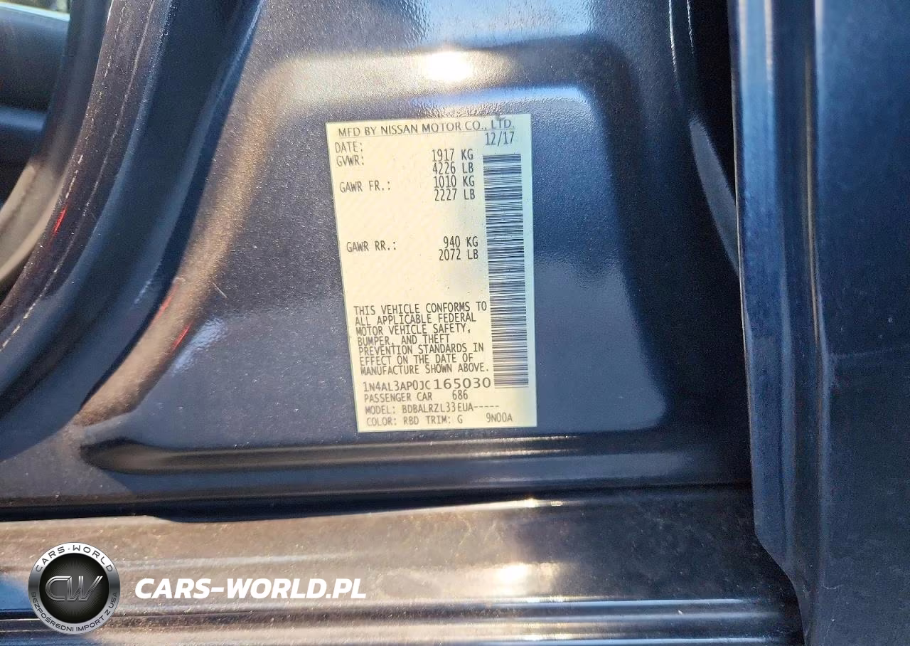2018 Nissan Altima 2.5 Sl VIN:1N4AL3AP0JC165030 - 12