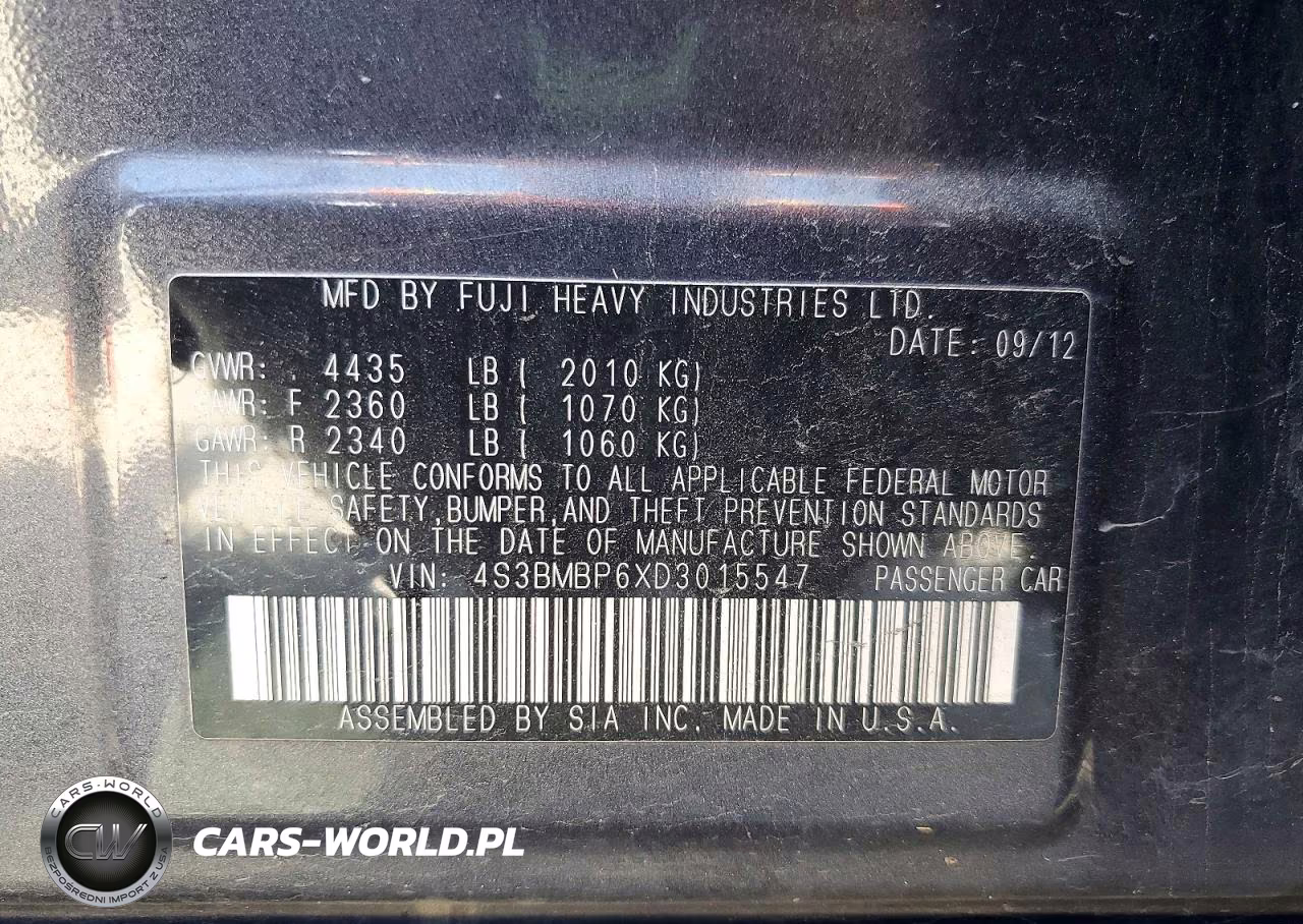 2013 Subaru Legacy 2.5I Limited VIN:4S3BMBP6XD3015547 - 12