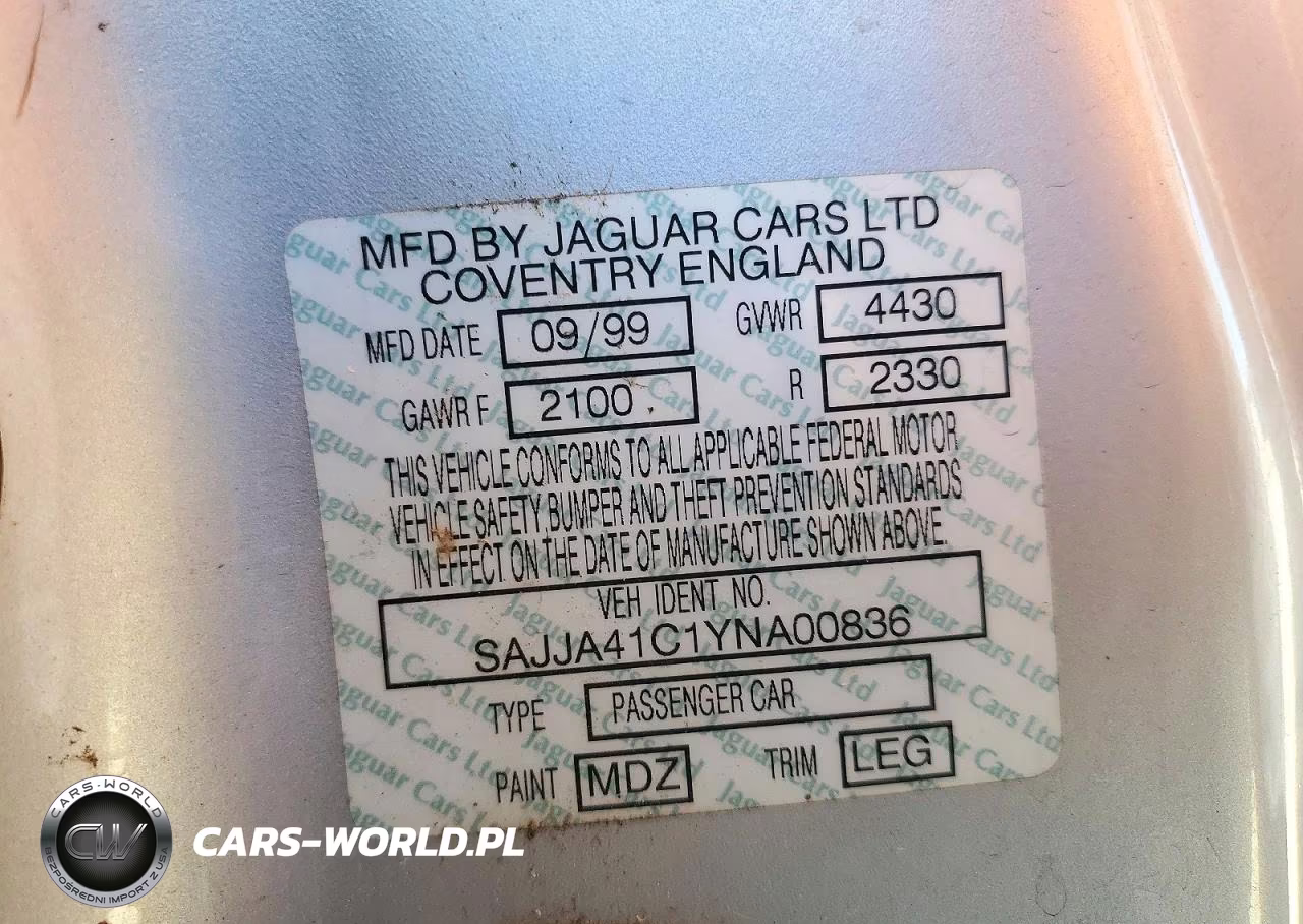 2000 Jaguar Xk8 VIN:SAJJA41C1YNA00836 - 12