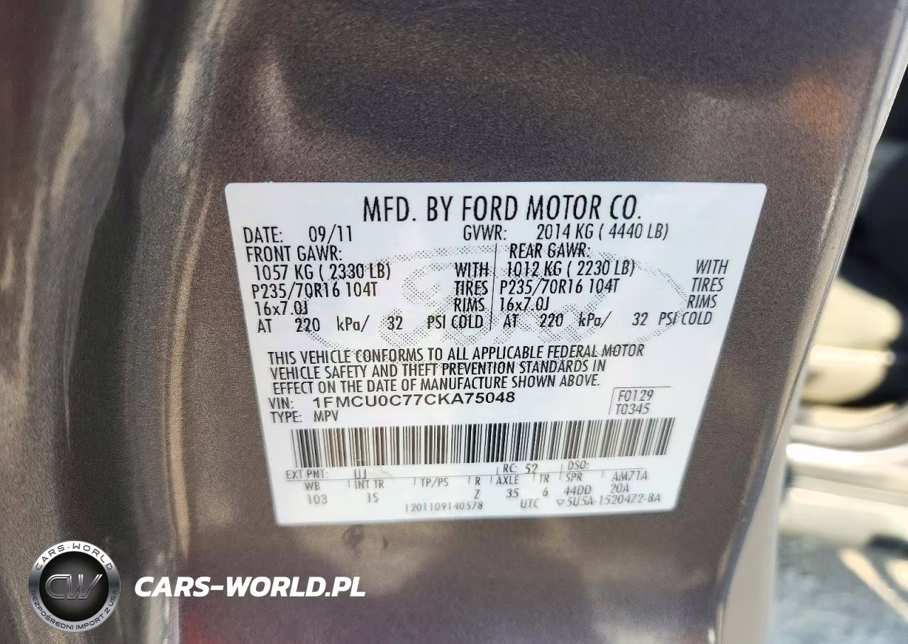 2012 Ford Escape Xls VIN:1FMCU0C77CKA75048 - 14